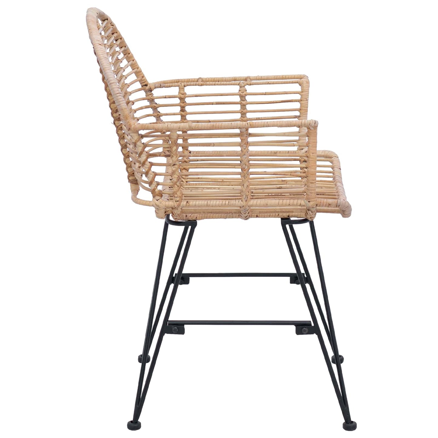 Spisestuestol 2 pcs Rattan og Jern Naturlig 57 x 55 x 85 cm