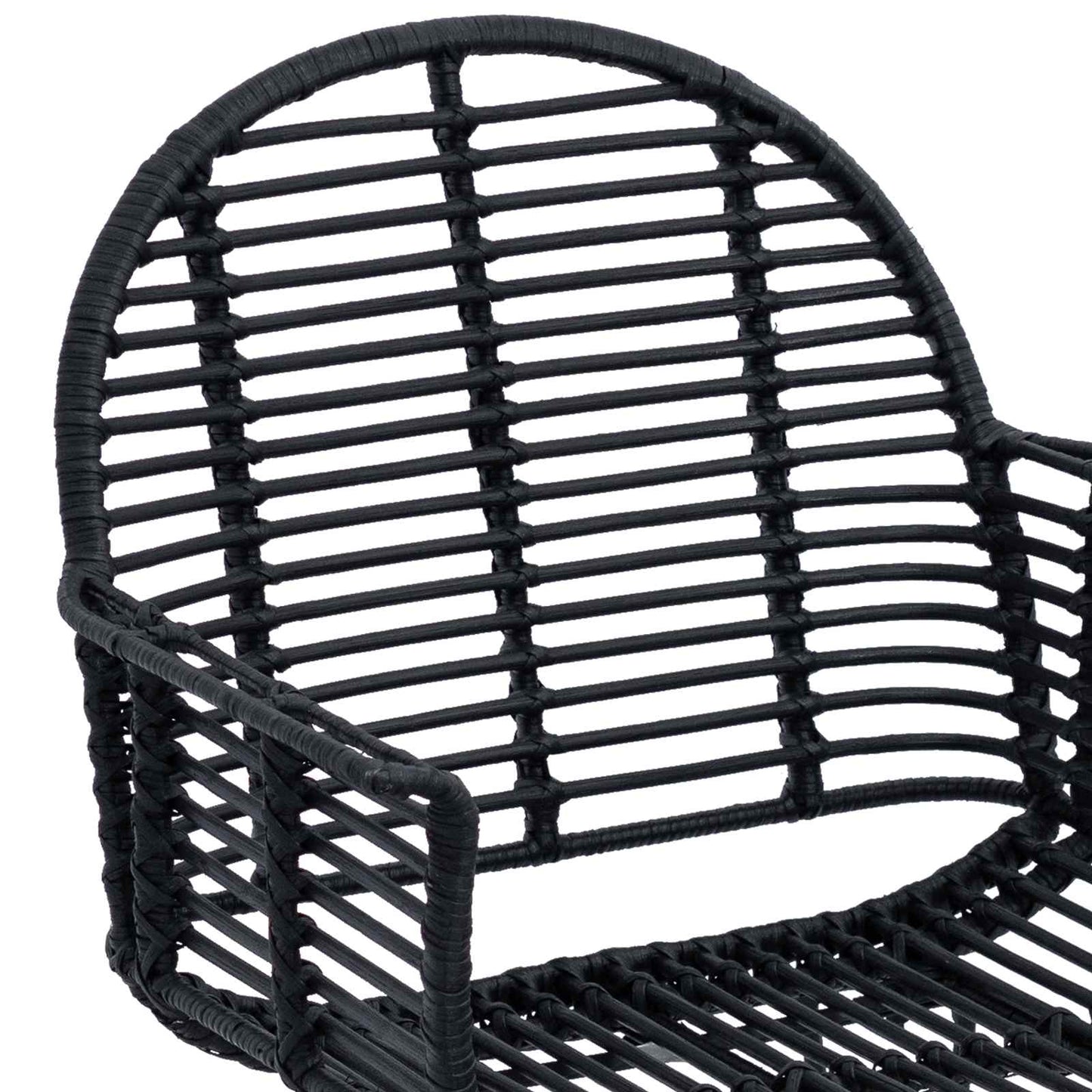 Spisestuestol 2 pcs Rattan og Jern Svart 57 x 55 x 85 cm