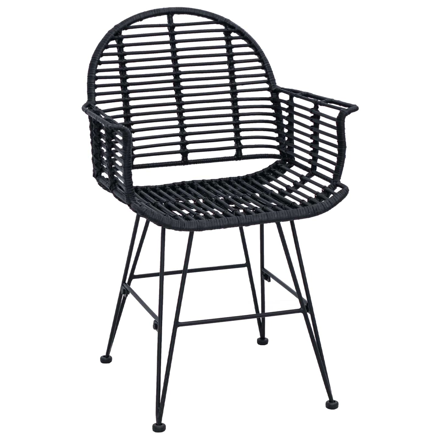 Spisestuestol 2 pcs Rattan og Jern Svart 57 x 55 x 85 cm