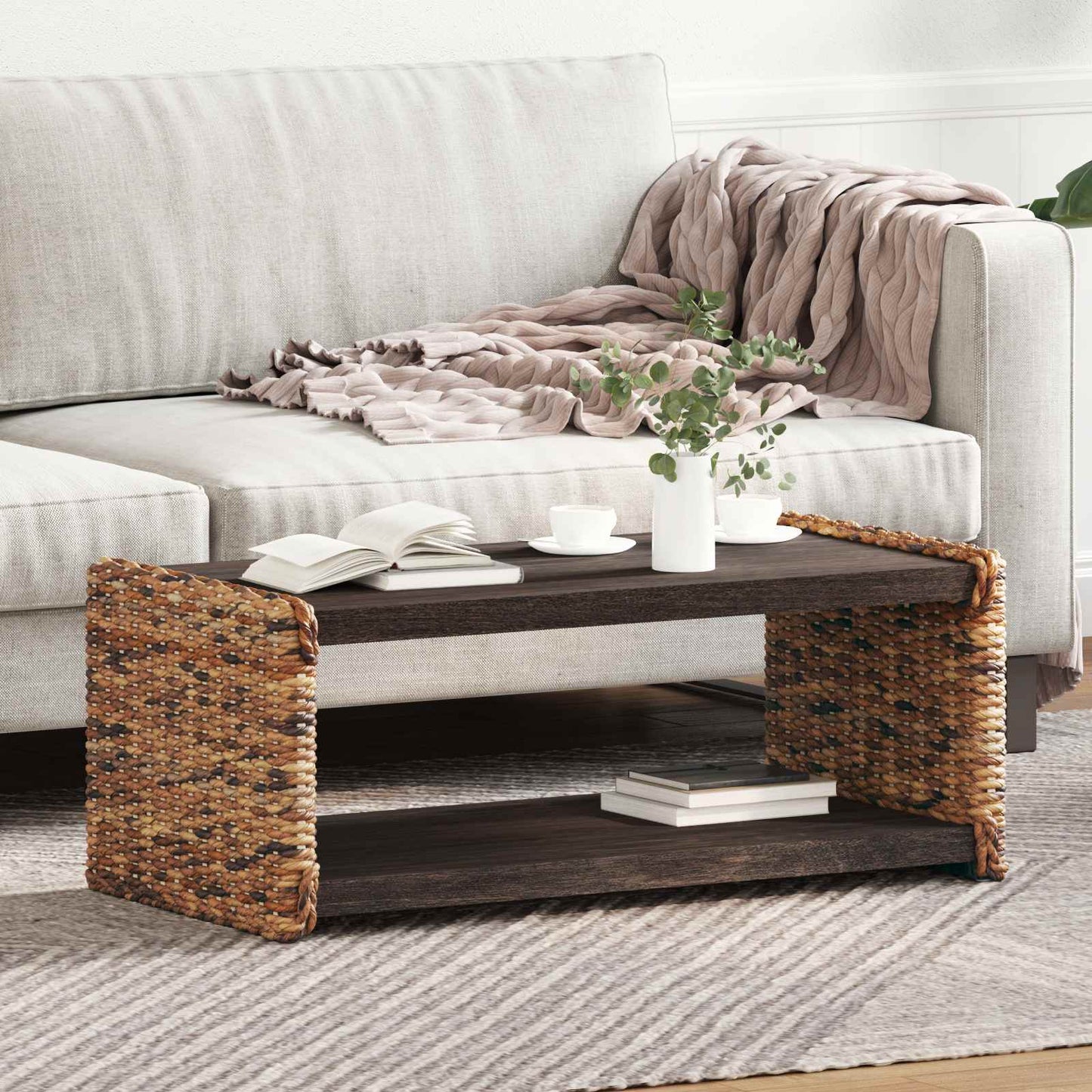 Kaffebord Naturlig 90 x 45 x 35 cm Massiv Mahogni Tre