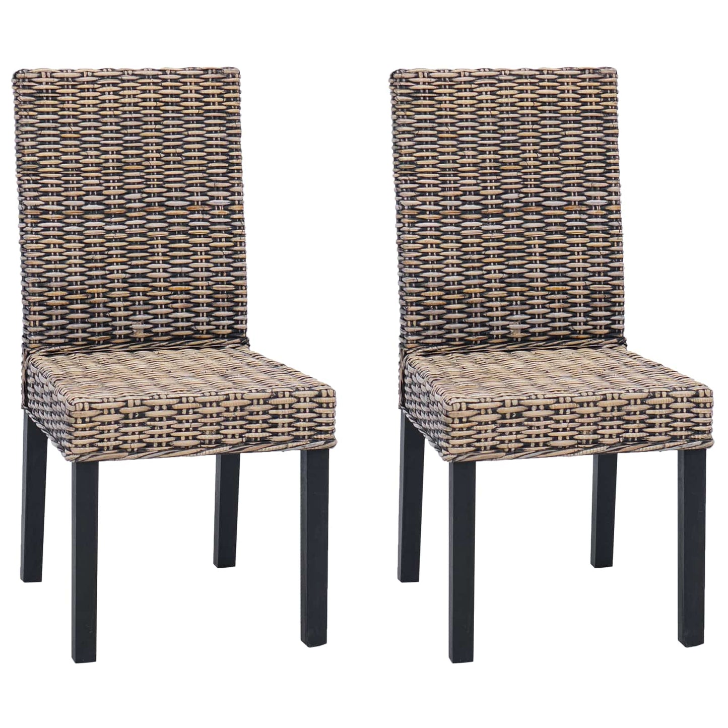 Spisestuestol 2 pcs Kubu rotting og solid mahogni tre Svartvask