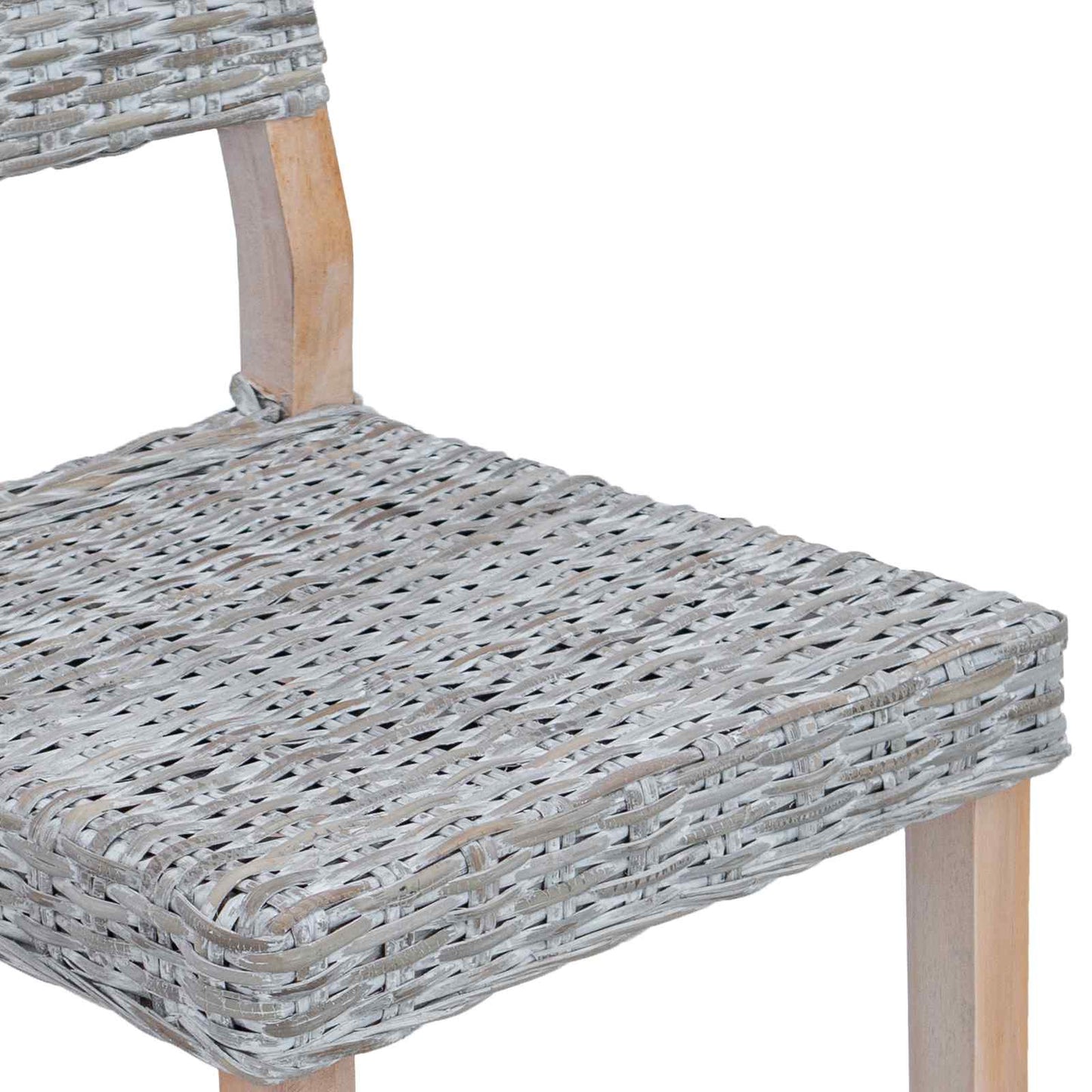 Spisestuestol 2 pcs Kubu Rattan Hvitvask 46 x 55 x 84 cm