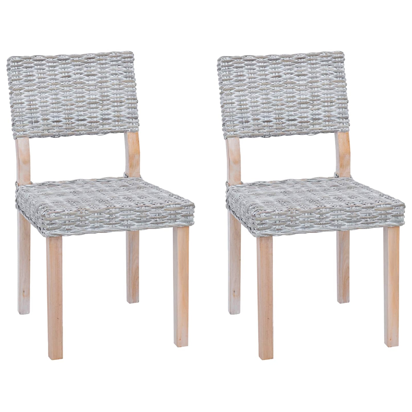 Spisestuestol 2 pcs Kubu Rattan Hvitvask 46 x 55 x 84 cm