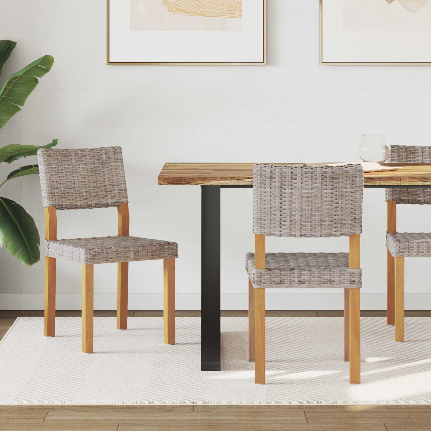 Spisestuestol 2 pcs Kubu Rattan Kubu Grå 46 x 55 x 84 cm