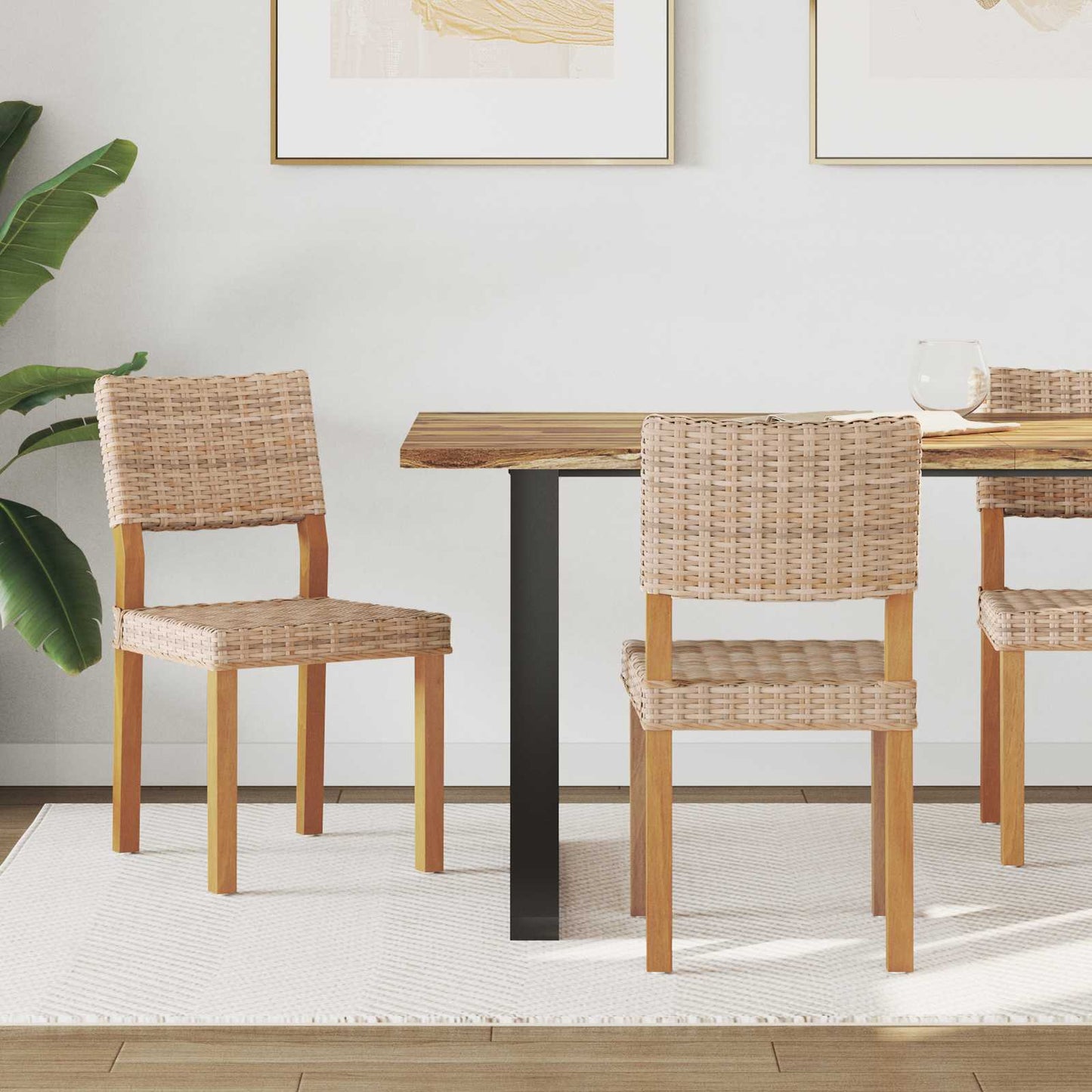 Spisestuestol 2 pcs Kubu Rattan Naturlig 46 x 55 x 84 cm