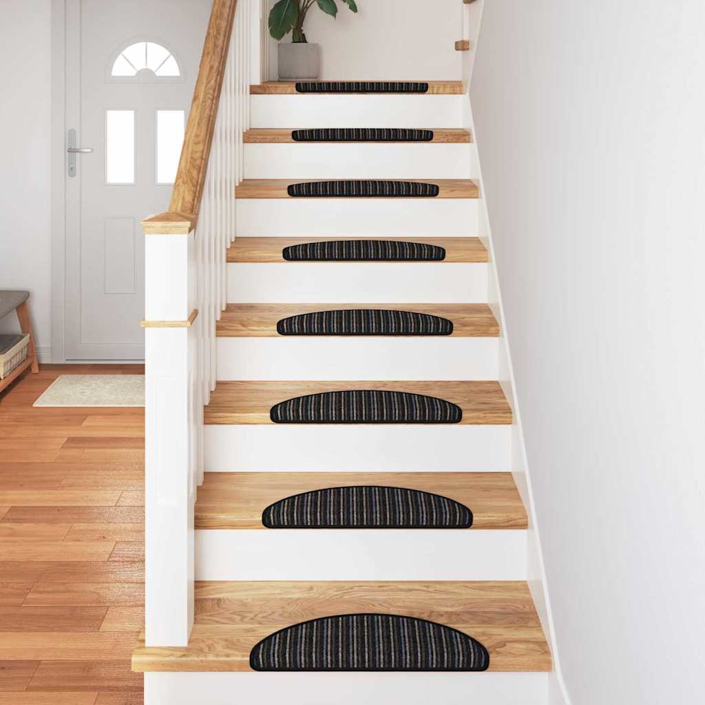 Selvlimende trappematter 15 pcs Antrasitt 56 x 17 x 3 cm