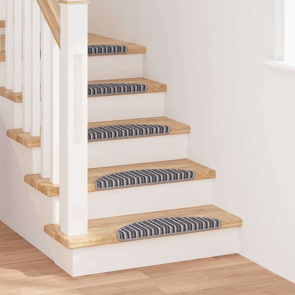 Selvlimende trappematter 15 pcs Grå 56 x 17 x 3 cm