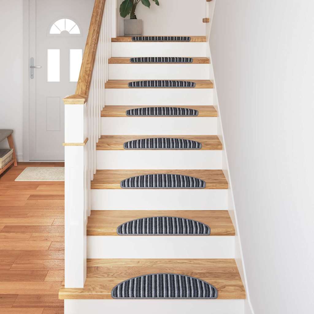 Selvlimende trappematter 15 pcs Grå 56 x 17 x 3 cm