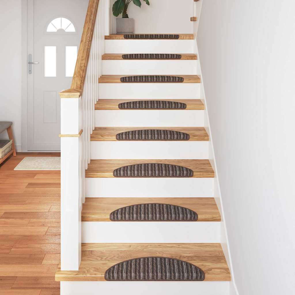 Selvlimende trappematter 15 pcs Brun 56 x 17 x 3 cm
