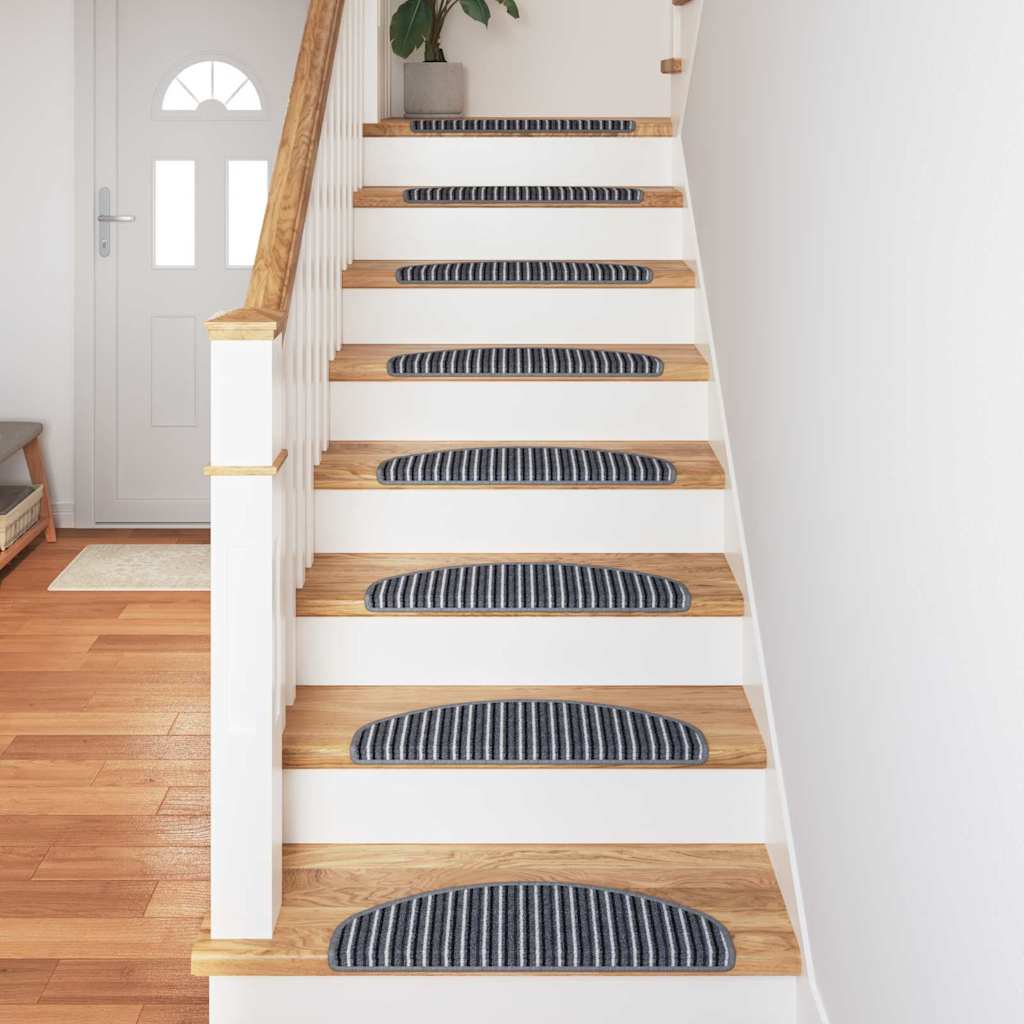 Selvlimende trappematter 15 pcs Grå 65 x 21 x 4 cm