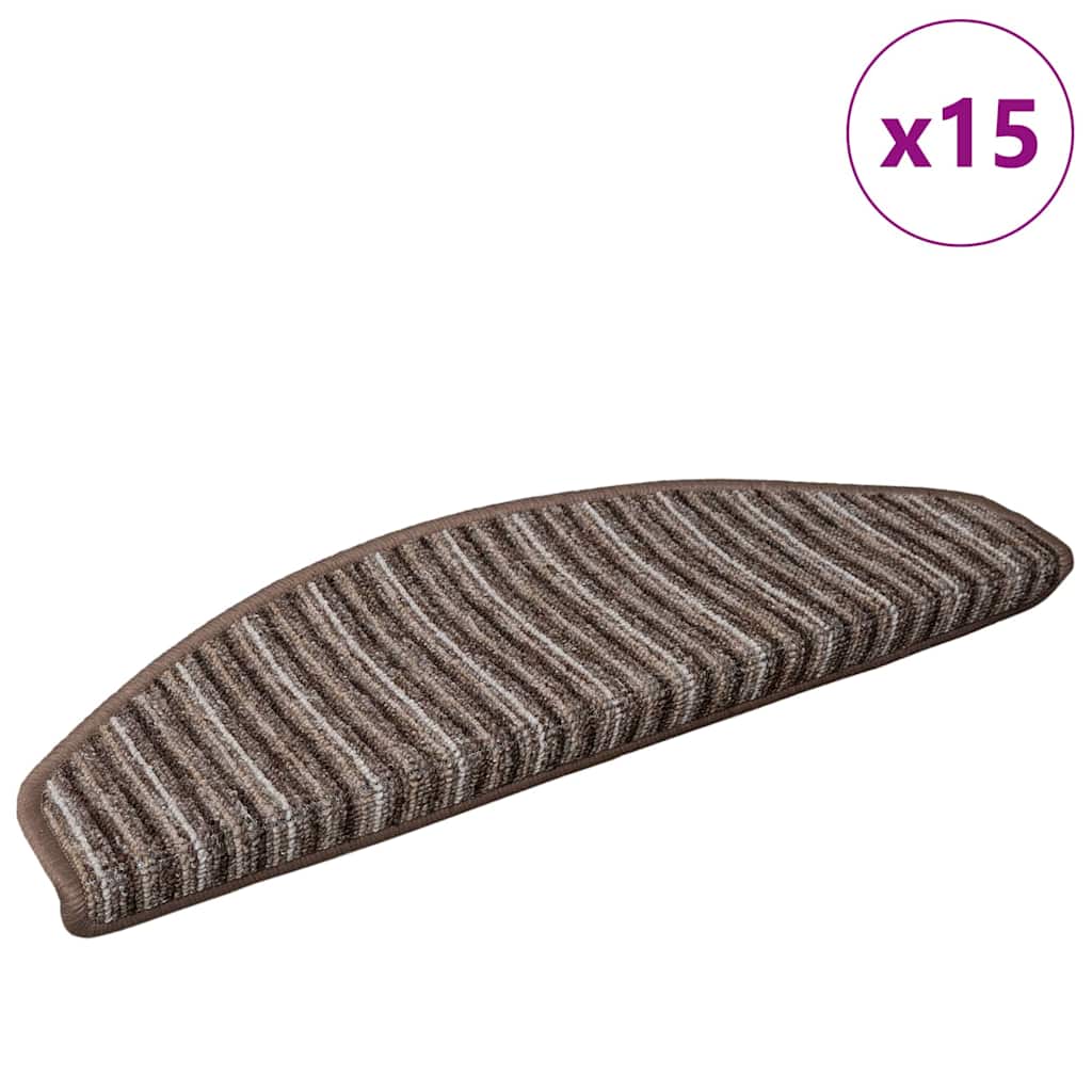 Selvlimende trappematter 15 pcs Brun 65 x 21 x 4 cm