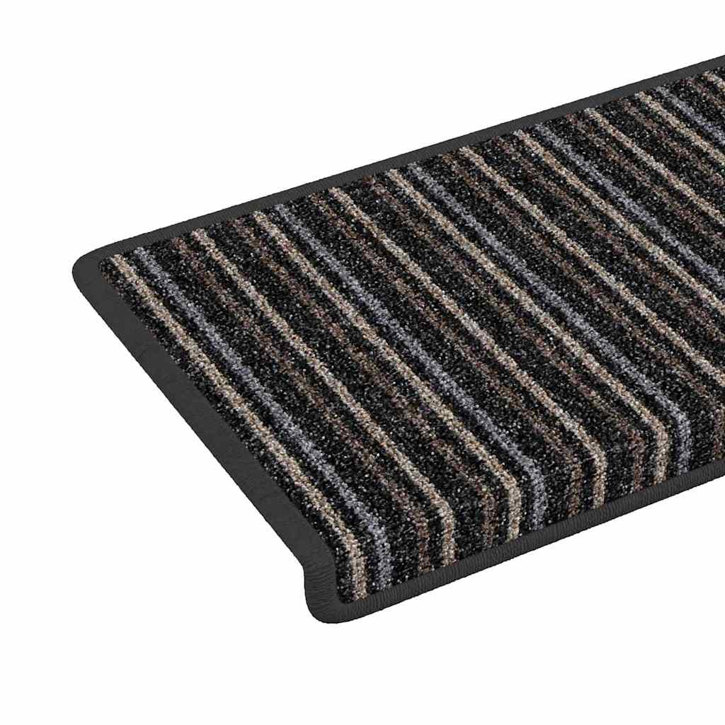 Selvlimende trappematter 15 pcs Antrasitt 65 x 21 x 4 cm