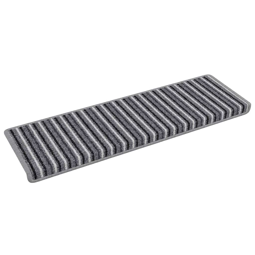 Selvlimende trappematter Stripete 15 pcs Grå 65 x 21 x 4 cm