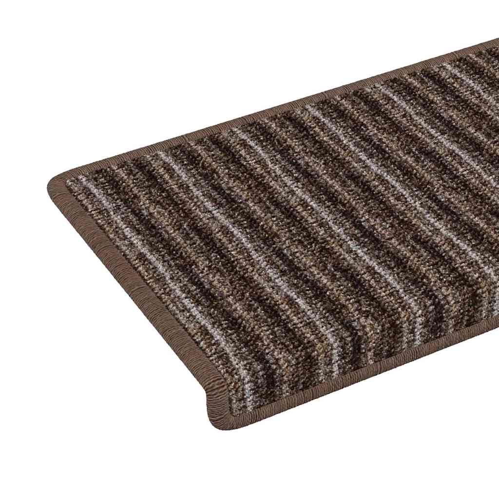 Selvlimende trappematter Stripete 15 pcs Brun 65 x 21 x 4 cm
