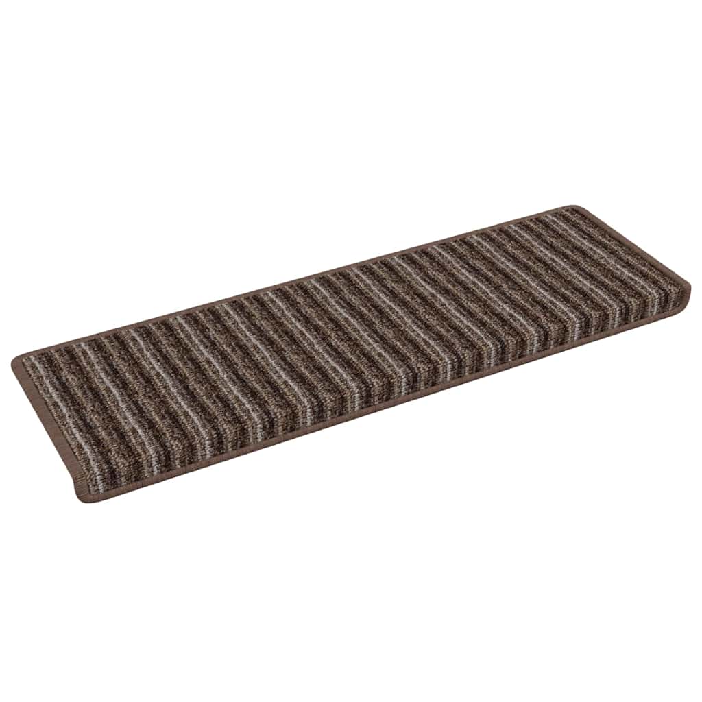 Selvlimende trappematter Stripete 15 pcs Brun 65 x 21 x 4 cm