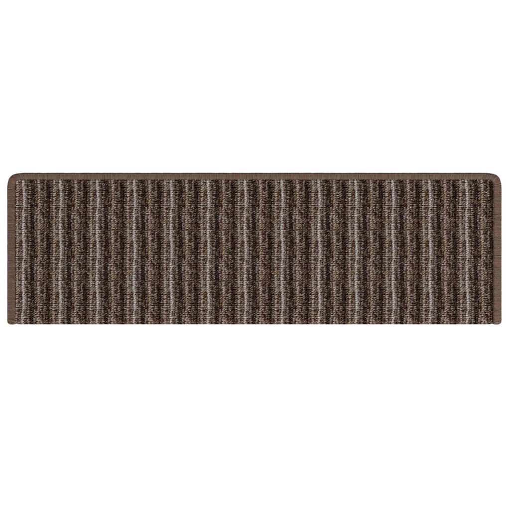Selvlimende trappematter Stripete 15 pcs Brun 65 x 21 x 4 cm