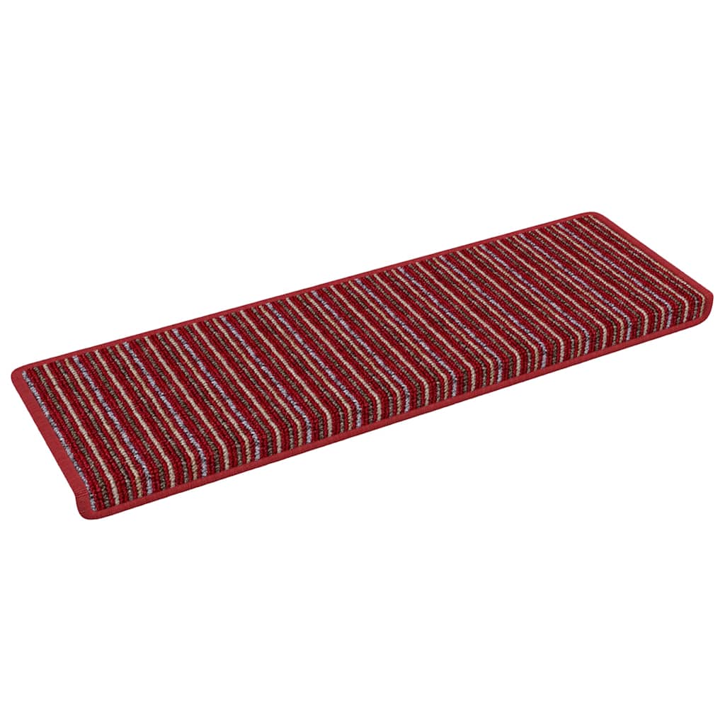 Selvlimende trappematter Stripete 15 pcs Rød 65 x 21 x 4 cm