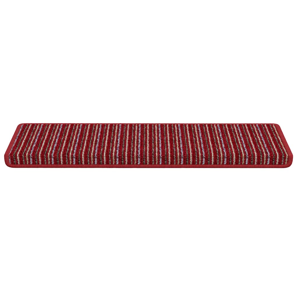 Selvlimende trappematter Stripete 15 pcs Rød 65 x 21 x 4 cm