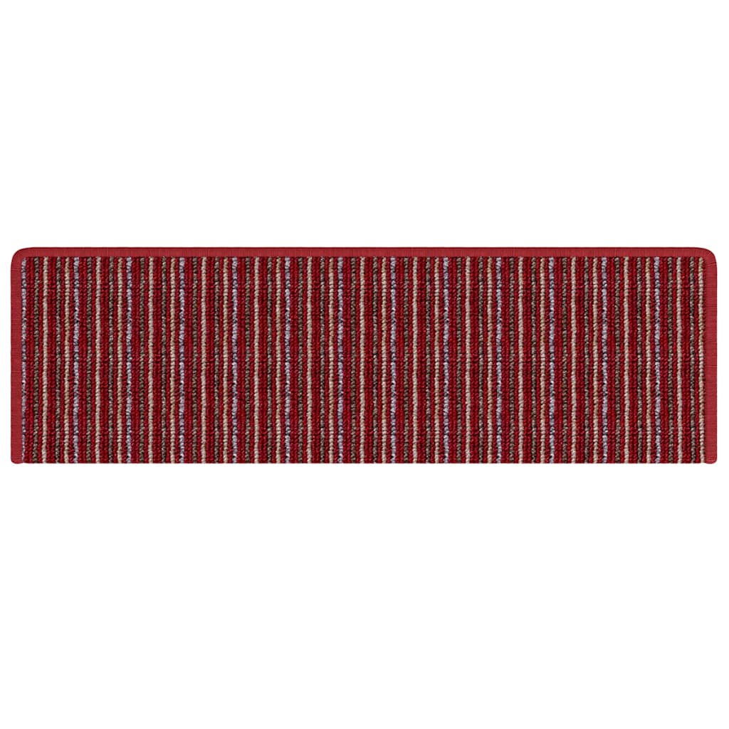 Selvlimende trappematter Stripete 15 pcs Rød 65 x 21 x 4 cm
