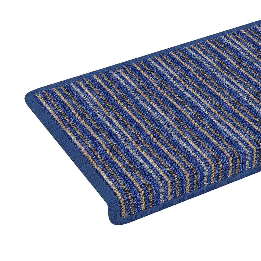 Selvlimende trappematter Stripete 15 pcs Blå 65 x 21 x 4 cm