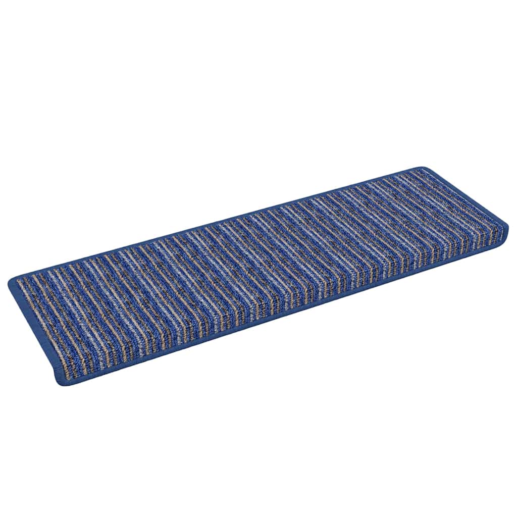 Selvlimende trappematter Stripete 15 pcs Blå 65 x 21 x 4 cm
