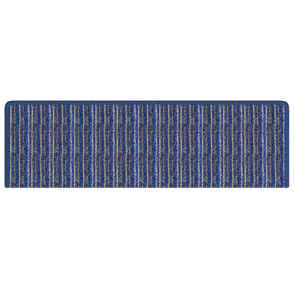 Selvlimende trappematter Stripete 15 pcs Blå 65 x 21 x 4 cm
