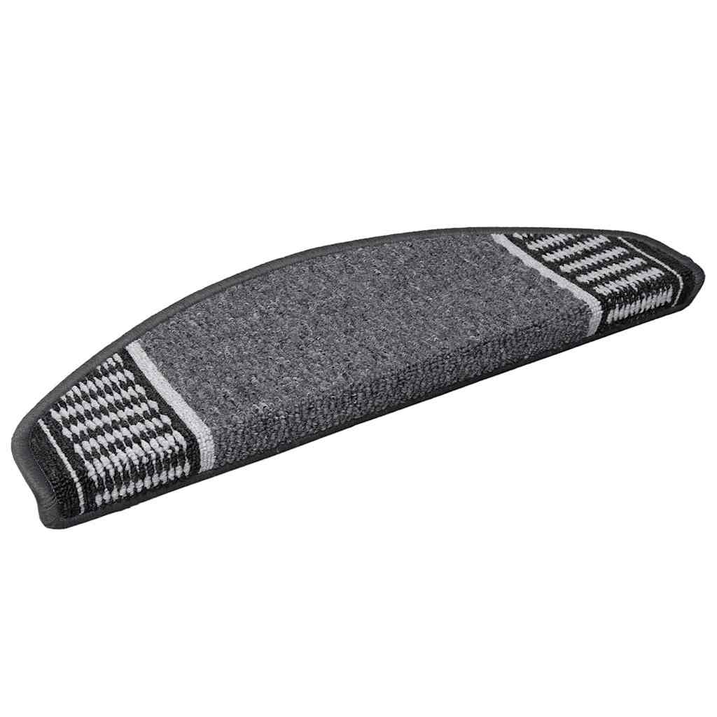 Selvlimende trappematter 15 pcs Antrasitt 65 x 21 x 4 cm