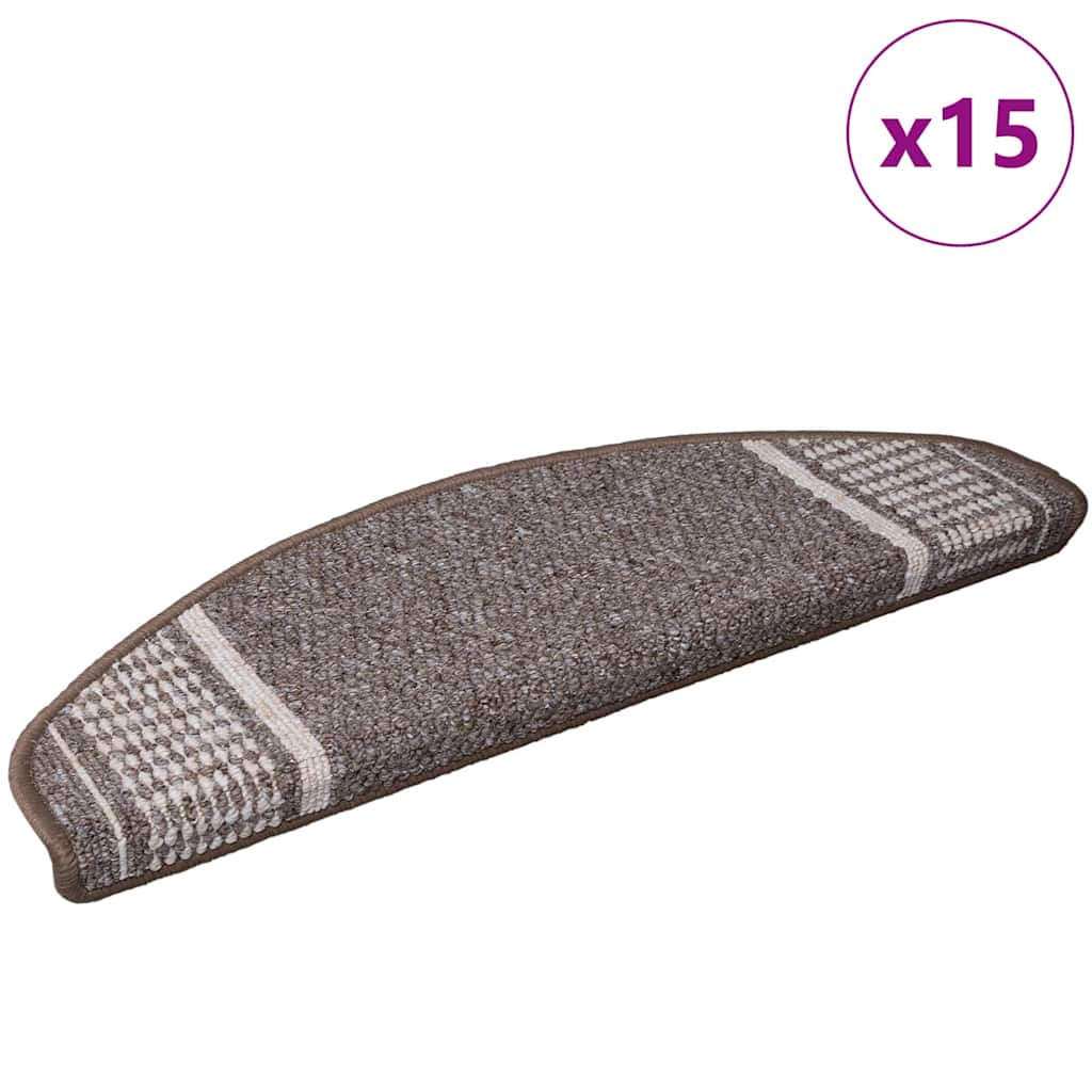 Selvlimende trappematter 15 pcs Brun 65 x 21 x 4 cm