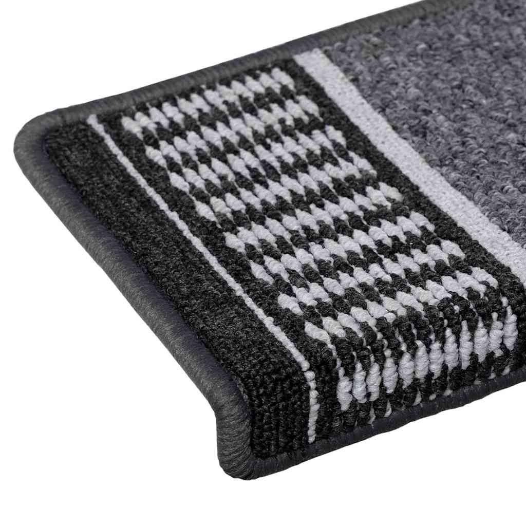 Selvlimende trappematter 15 pcs Antrasitt 65 x 21 x 4 cm