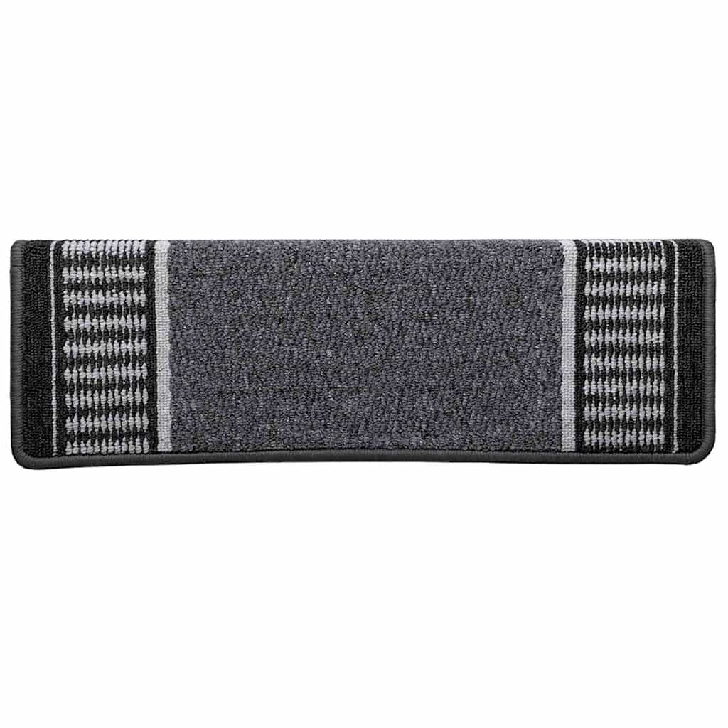 Selvlimende trappematter 15 pcs Antrasitt 65 x 21 x 4 cm