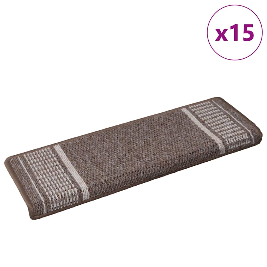 Selvlimende trappematter 15 stk. 65 x 21 x 4 cm Non-Slip Brun