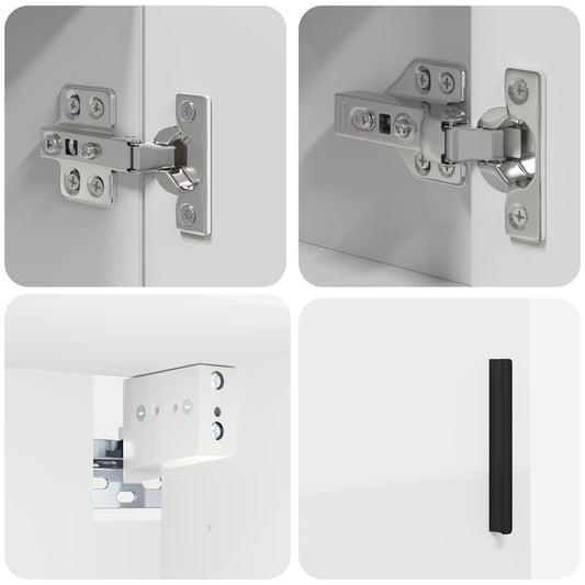 Baderomsinnredningssett 2 pcs Hvit Konstruert tre & Metall