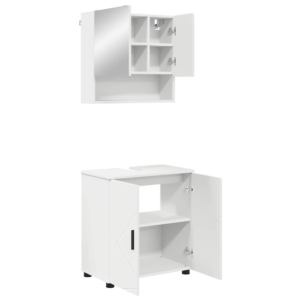 Baderomsinnredningssett 2 pcs Hvit Konstruert tre & Metall