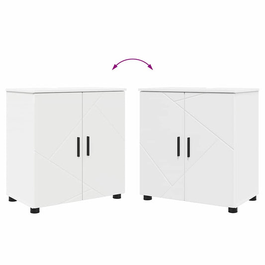 Baderomsinnredningssett 2 pcs Hvit Konstruert tre & Metall