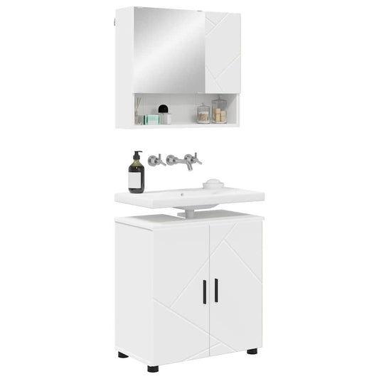 Baderomsinnredningssett 2 pcs Hvit Konstruert tre & Metall
