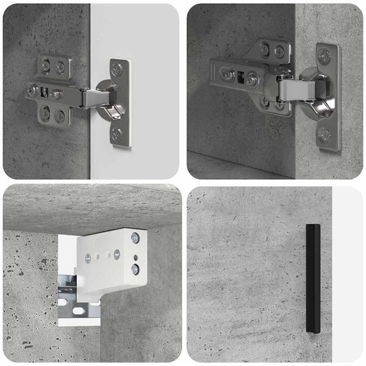 Baderomsinnredningssett 2 pcs Betonggrå Konstruert tre & Metall