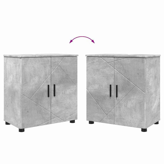 Baderomsinnredningssett 2 pcs Betonggrå Konstruert tre & Metall
