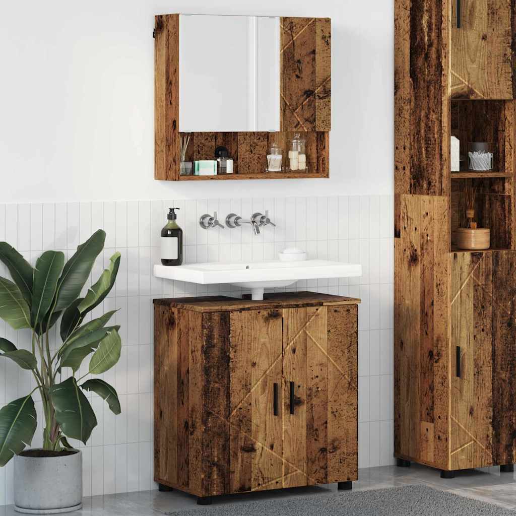 Baderomsinnredningssett 2 stk. Gamle tre 61 x 35 x 64 cm