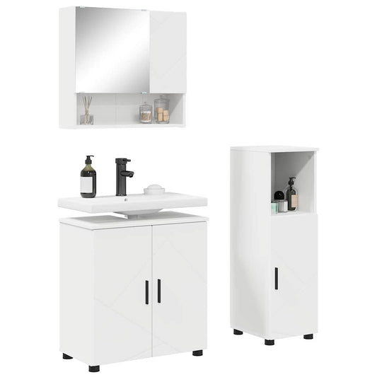 Baderomsinnredningssett 3 pcs Hvit Konstruert tre & Metall