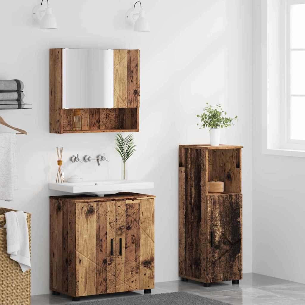 Baderomsinnredningssett 3 stk. Gamle tre 61 x 35 x 64 cm
