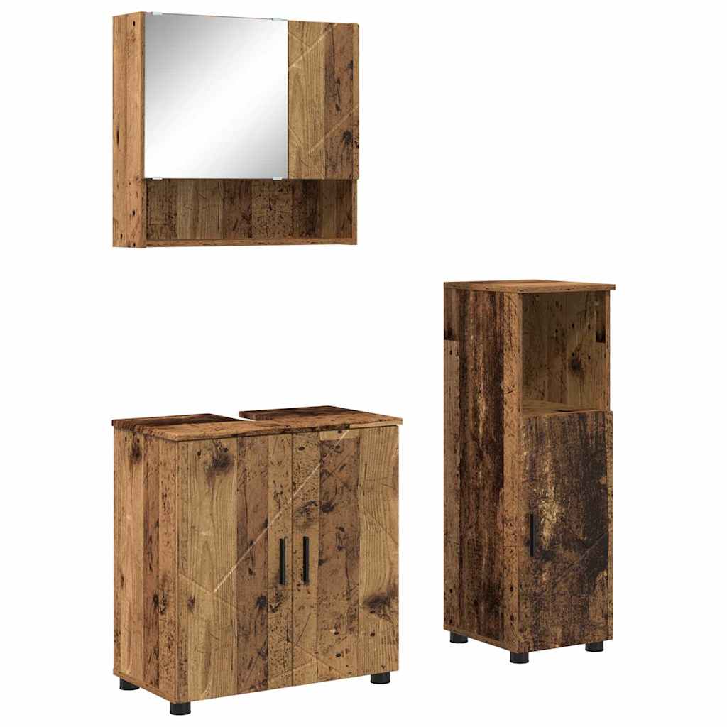 Baderomsinnredningssett 3 stk. Gamle tre 61 x 35 x 64 cm
