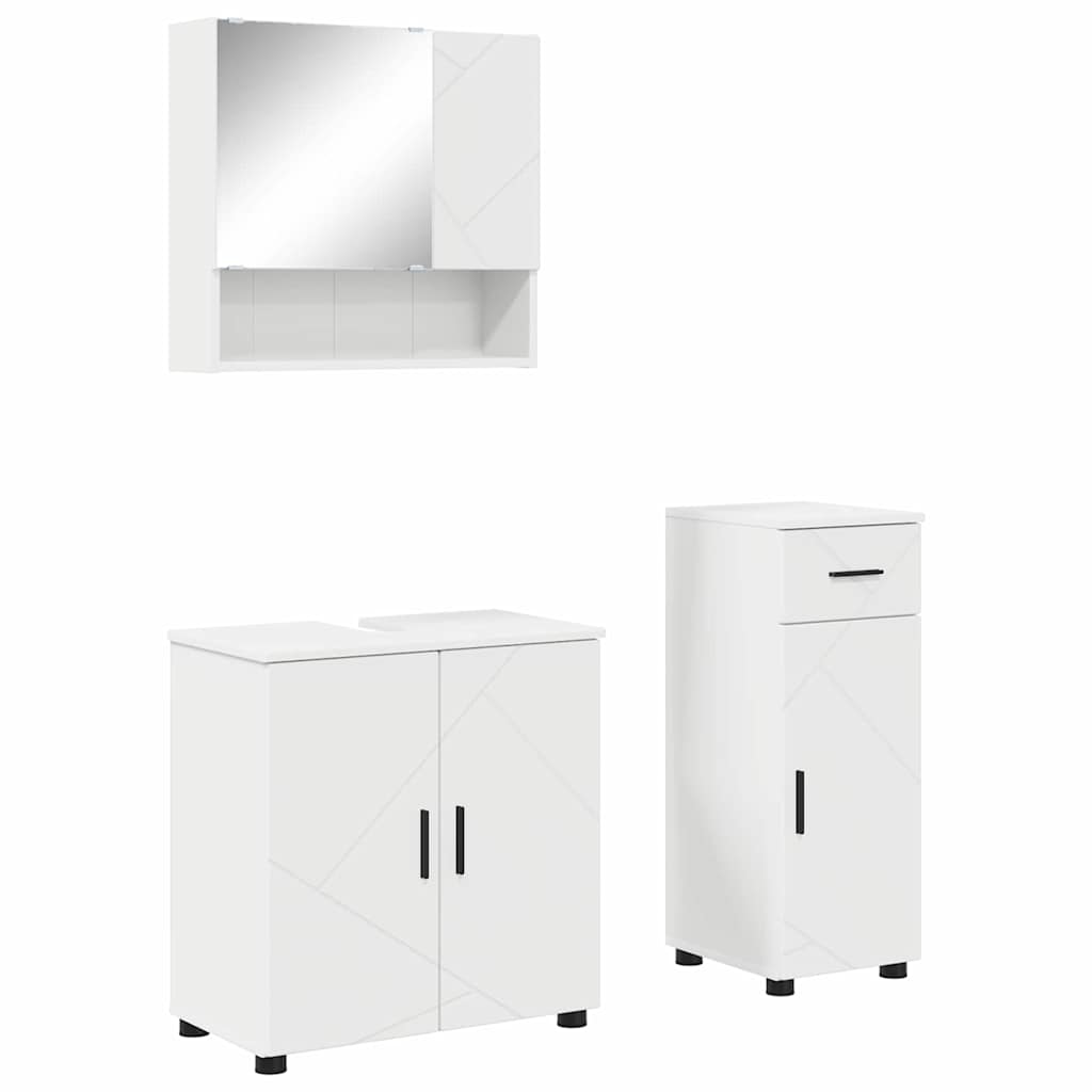 Baderomsinnredningssett 3 pcs Hvit Konstruert tre & Metall