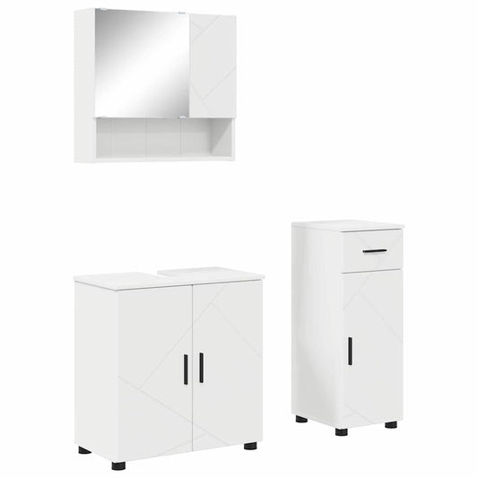 Baderomsinnredningssett 3 pcs Hvit Konstruert tre & Metall
