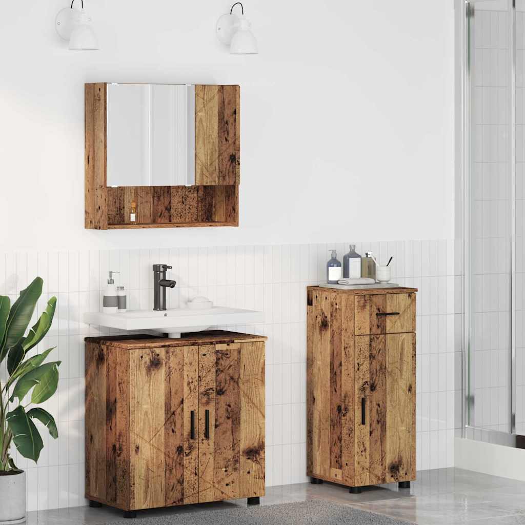 Baderomsinnredningssett 3 stk. Gamle tre 61 x 35 x 64 cm