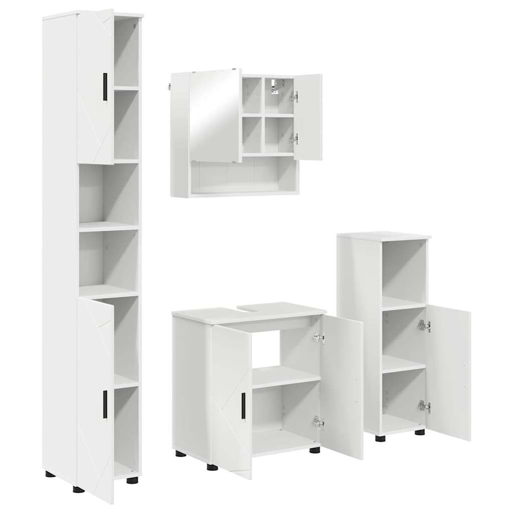 Baderomsinnredningssett 4 pcs Hvit Konstruert tre & Metall