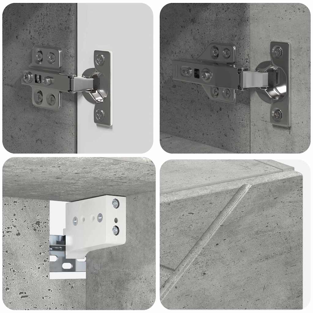 Baderomsinnredningssett 4 pcs Betonggrå Konstruert tre & Metall