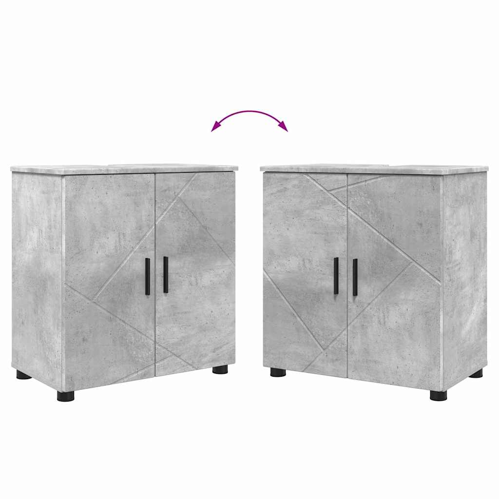 Baderomsinnredningssett 4 pcs Betonggrå Konstruert tre & Metall