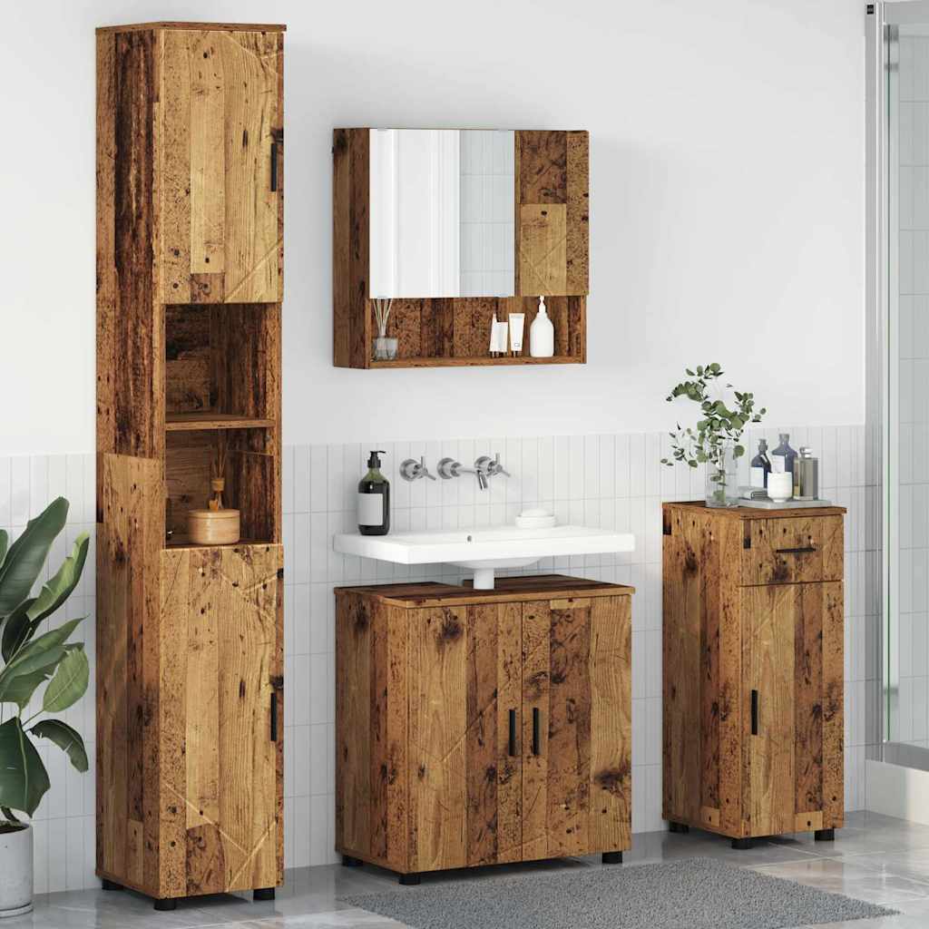 Baderomsinnredningssett 4 stk. Gamle tre 61 x 35 x 64 cm