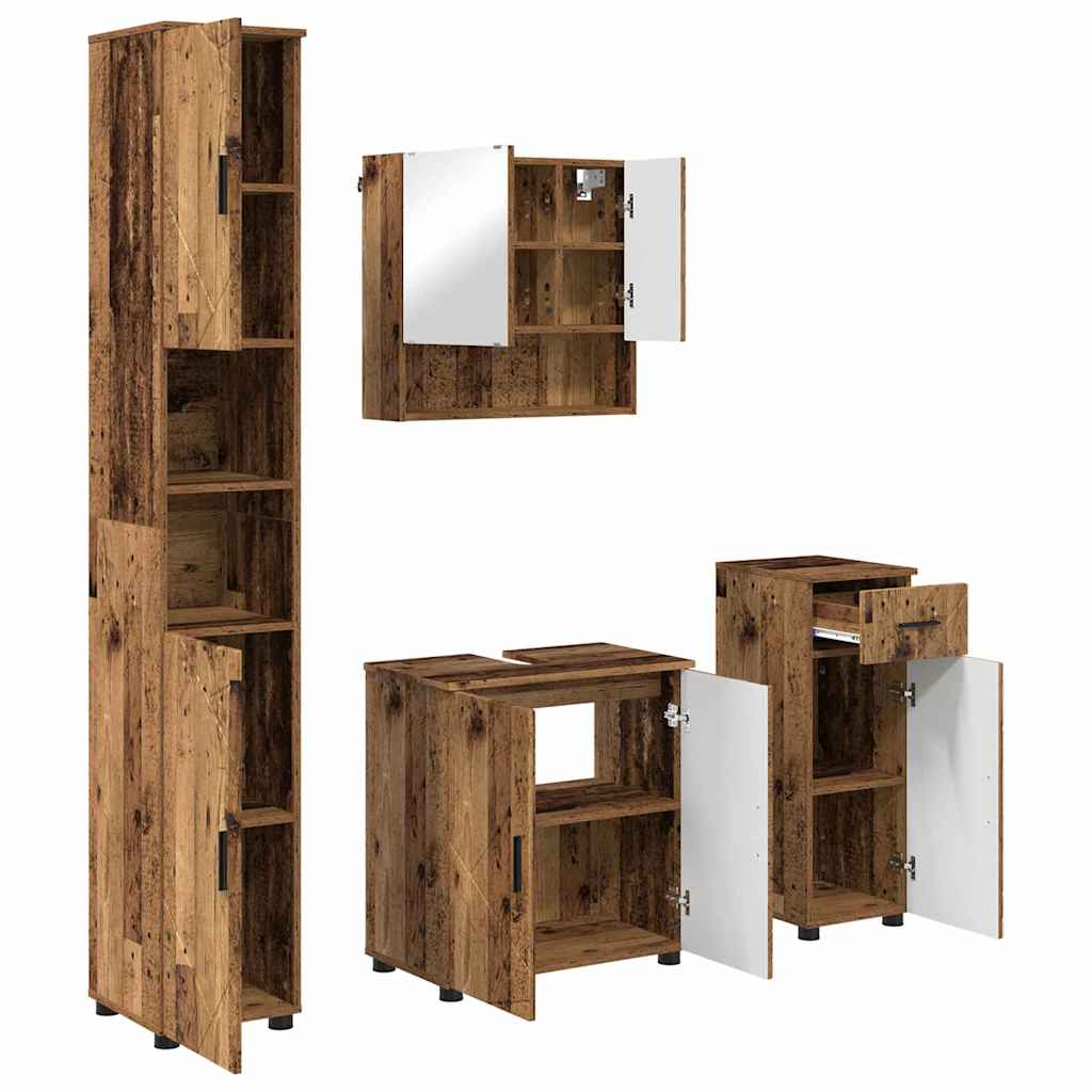 Baderomsinnredningssett 4 stk. Gamle tre 61 x 35 x 64 cm