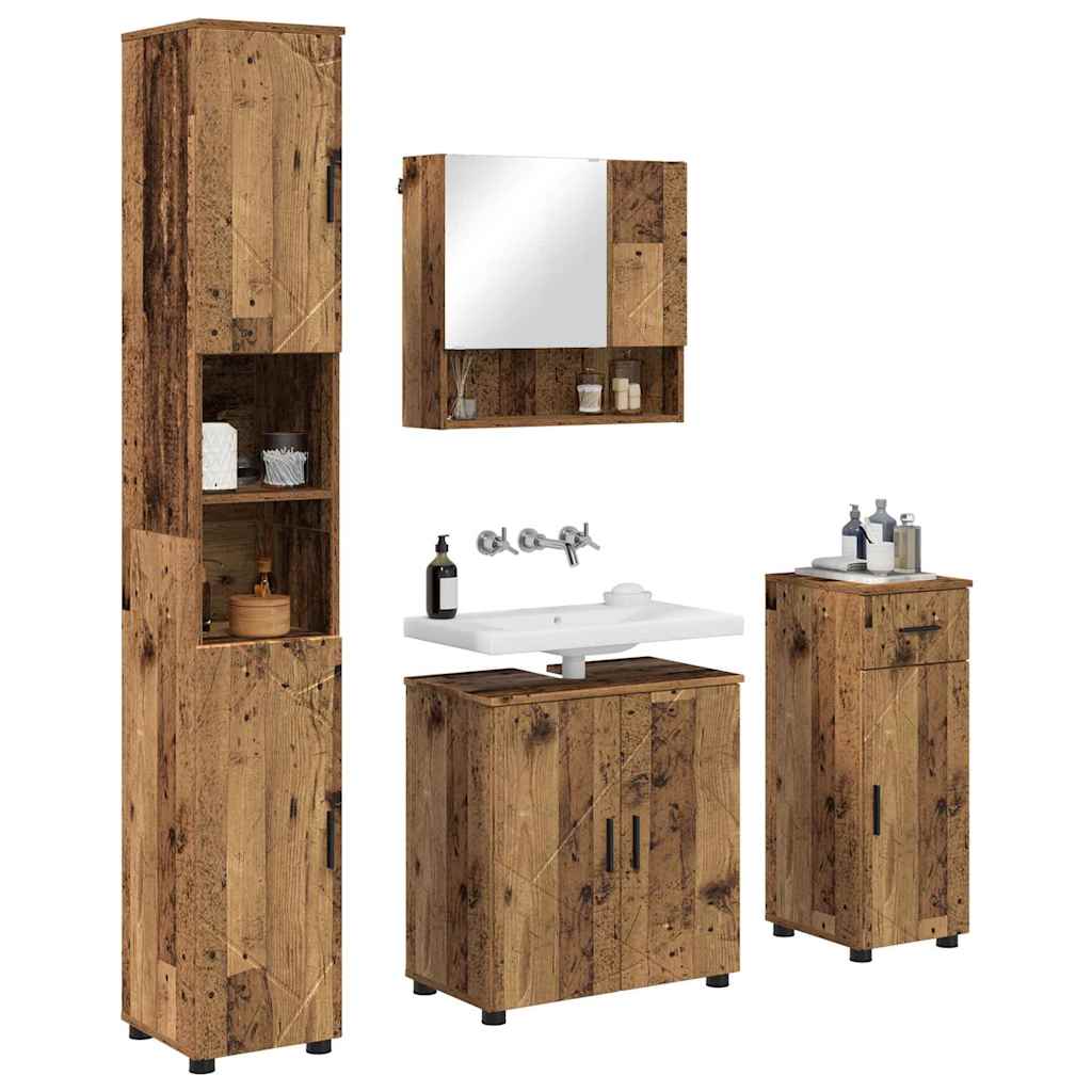 Baderomsinnredningssett 4 stk. Gamle tre 61 x 35 x 64 cm